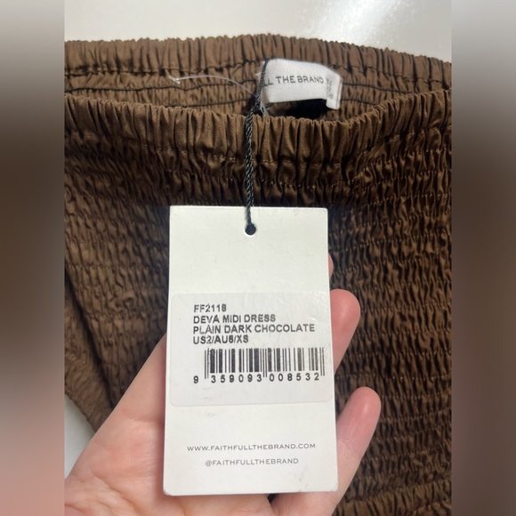 Faithful the Brand NEW NWT Deva Midi Dress in Plain Dark Chocolate size XS - Picture 6 of 11
